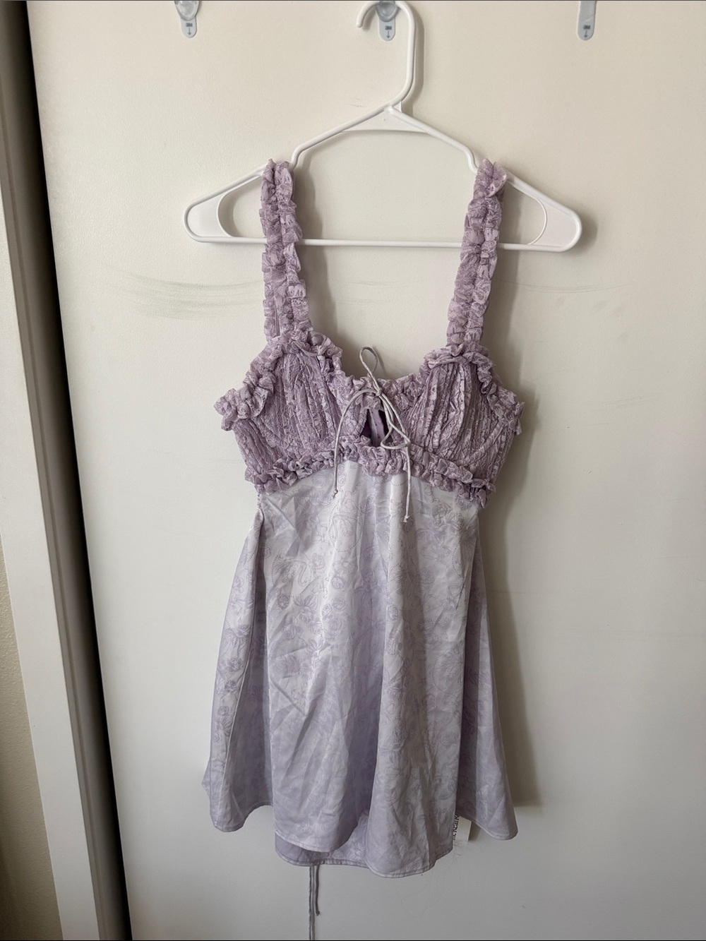 For Love And Lemons Lavender Ruffled Babydoll Chemise